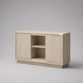 Sideboard aus MDF mit 2 Schiebetüren und 2 offenen Fächern, Eiche hell, 120 × 40 × 75 cm