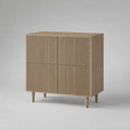 Sideboard mit 4 Türen aus MDF mit Eichenfurnier, Natur/Eiche hell, 100 × 40 × 110 cm