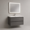 Wandhängendes Waschtisch-Set aus MDF mit Keramikwaschbecken 80 × 46 × 55 cm und LED-Spiegel 80 × 70 cm, Dunkelgrau/Weiß