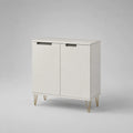 Sideboard-Kommode mit 2 Türen aus melaminbeschichteter Spanplatte, Weiß/Gold/Anthrazit, 80 × 35 × 85 cm