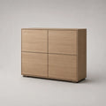 Rechteckiges Sideboard mit 4 Türen aus Spanplatte mit Eichenfurnier, Eiche Natur, 120 × 40 × 110 cm