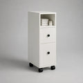 Schmaler Rollcontainer mit 2 Schubladen und offenem Fach aus melaminharzbeschichteter Spanplatte, Weiß/Schwarz, 30 × 30 × 80 cm