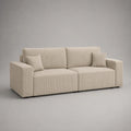 2-Sitzer-Sofa rechteckig aus Polyester-Cord mit 2 Kissen, Beige, 220 × 90 × 82 cm
