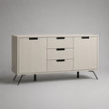 Sideboard mit 2 Türen und 3 Schubladen aus MDF und Spanplatte, Beige/Schwarz, 140 × 40 × 75 cm