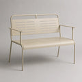 Gartenbank 2-Sitzer aus Stahl mit Armlehnen, Beige, 118 × 60 × 83 cm