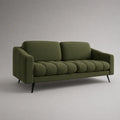3-Sitzer-Sofa mit Polyester-Samtbezug und Stahlfüßen, Olivgrün/Schwarz, 200 × 86 × 83 cm