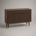 Sideboard mit 2 Türen und 2 Schubladen aus MDF mit Walnussfurnier, Dunkelbraun, 120 × 40 × 85 cm
