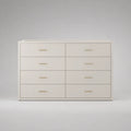 Sideboard-Kommode mit 8 Schubladen aus lackierter MDF-Platte, Weiß und messingfarben, 120 × 40 × 80 cm
