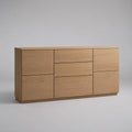 Sideboard mit 4 Türen und 3 Schubladen, MDF mit Eichenfurnier, Eiche Natur, 160 × 40 × 80 cm
