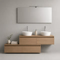 2-teilige Waschtischunterschrank-Garnitur aus MDF mit Eichenfurnier, Eiche Natur/Schwarz, 120 × 50 × 40 cm und 90 × 45 × 40 cm